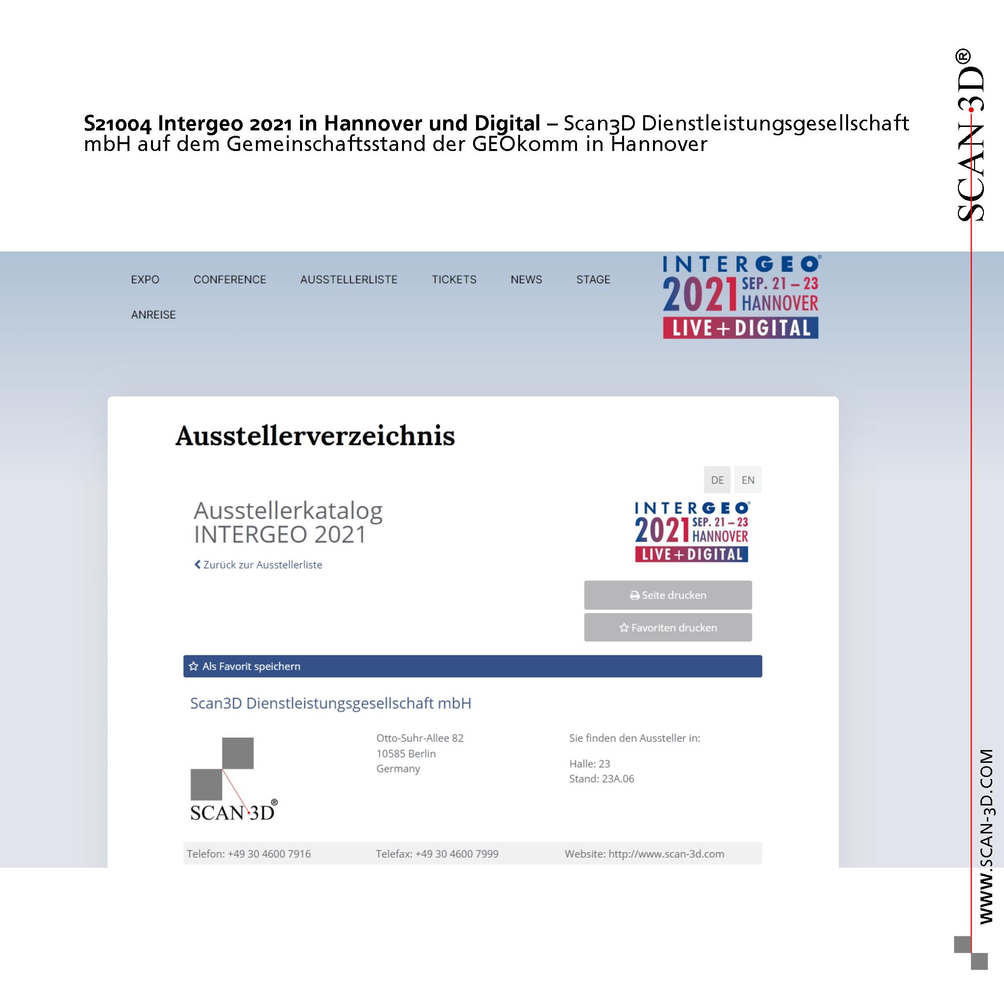 S21004 Scan3D auf der Iintergeo 2021